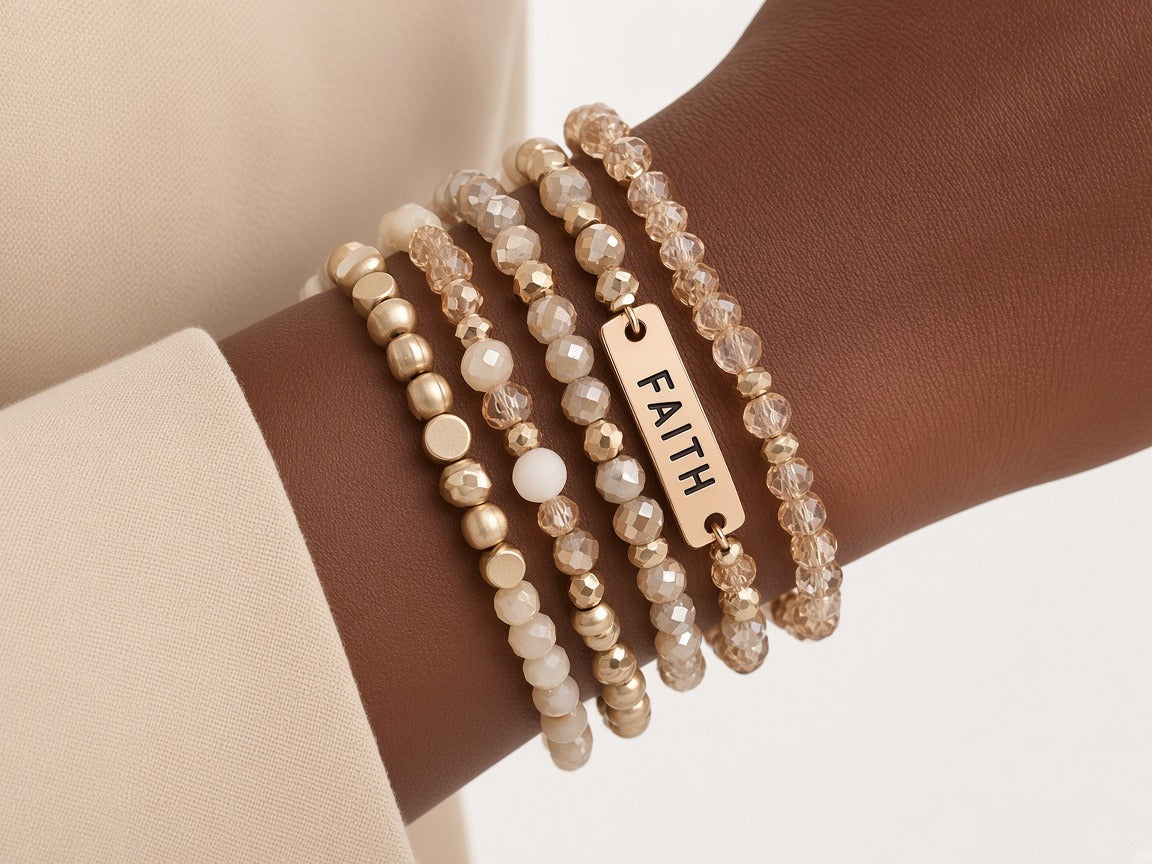 Bracelet Beads Faith worn by a model