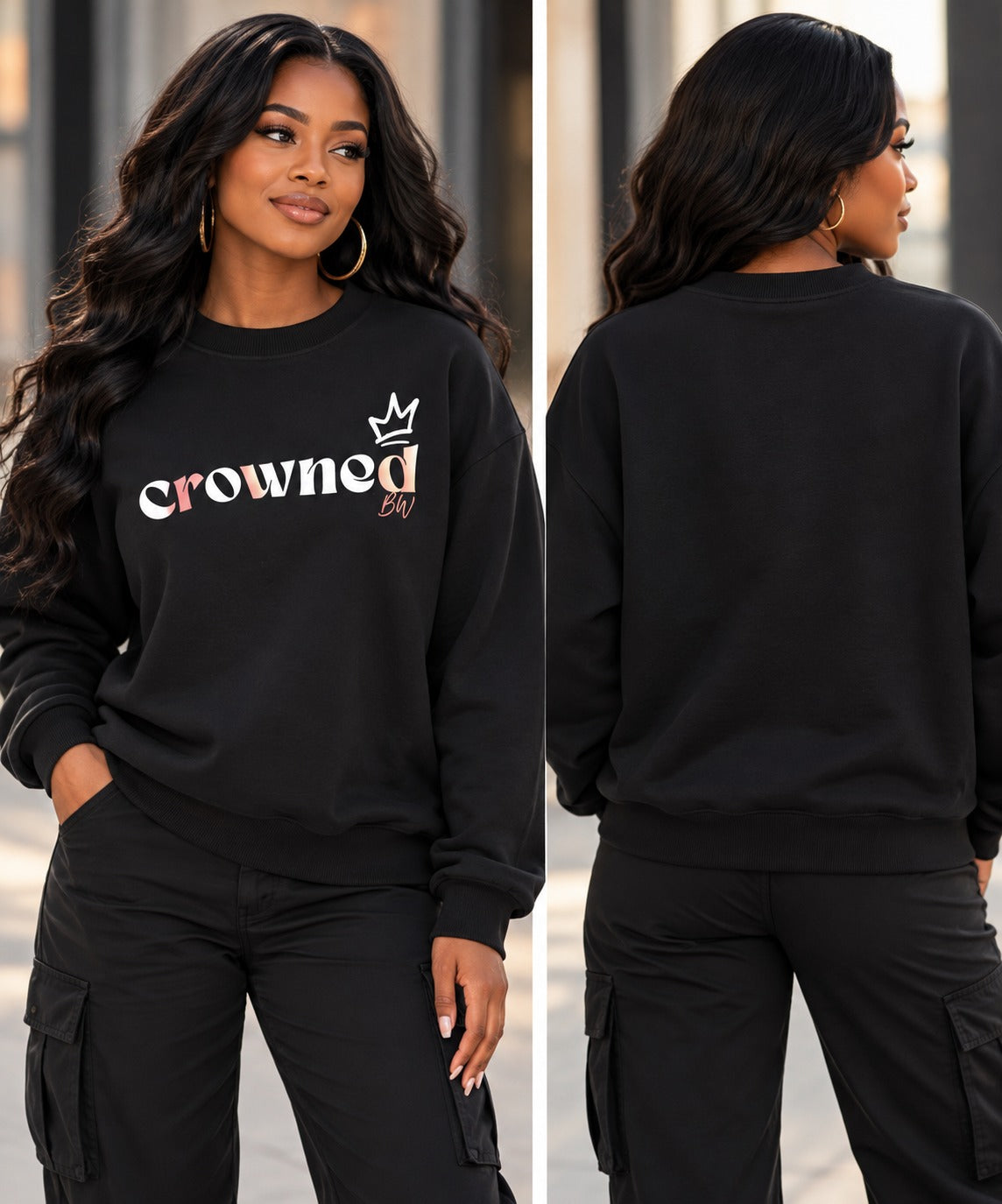 Sweatshirt - Crowned - Black Rose Gold
