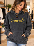 Hoodie - Crowned - Grey Acid Wash