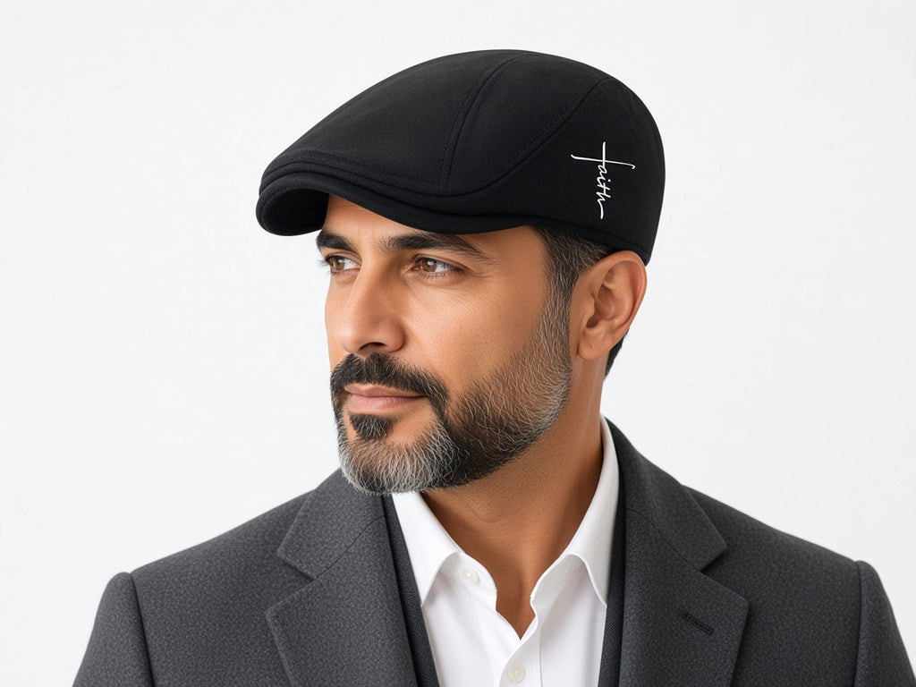 Duckbill vintage hat black worn by a model