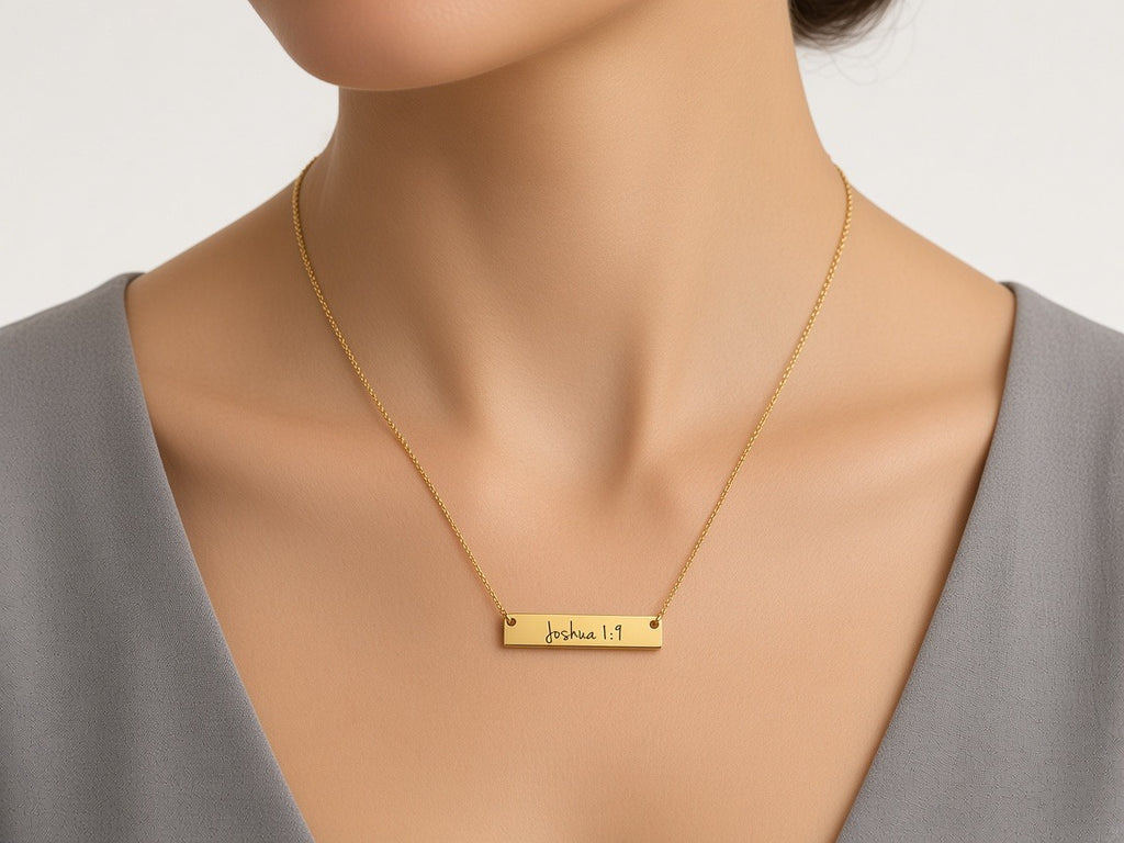 Necklace - Bible Verse - Gold worn by a model