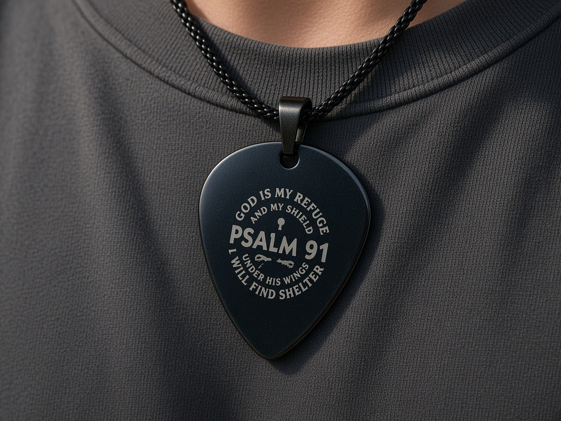 Necklace - black Ps91 worn by a model