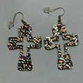 Earrings - leopard print cross