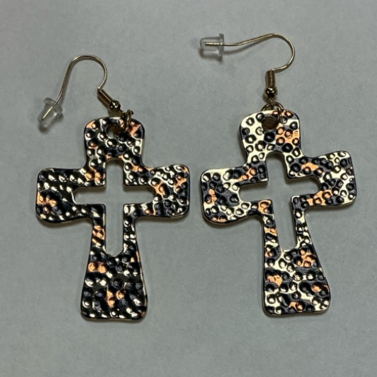 Earrings - leopard print cross