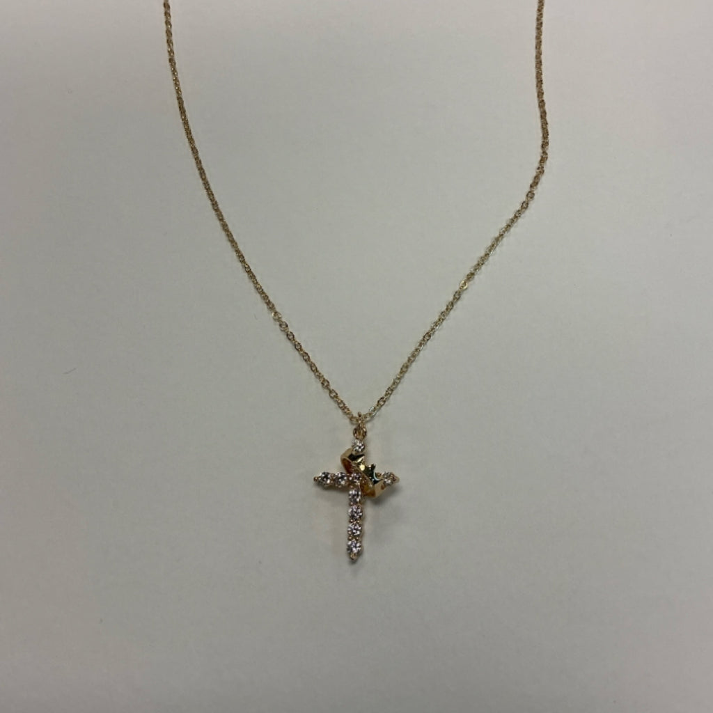 Necklace - Crown Cross - Gold