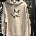 Hoodie - crowned - leopard print crown - beige