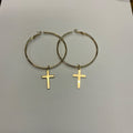 Earrings - Cross hoops - Gold
