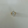 Ring - Oval Cross - Gold/White