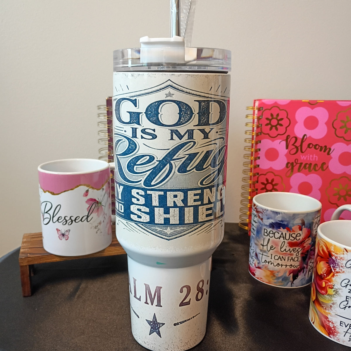 40 oz tumbler - God Is My Refuge