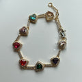 Bracelet - hearts different colors rhinestone