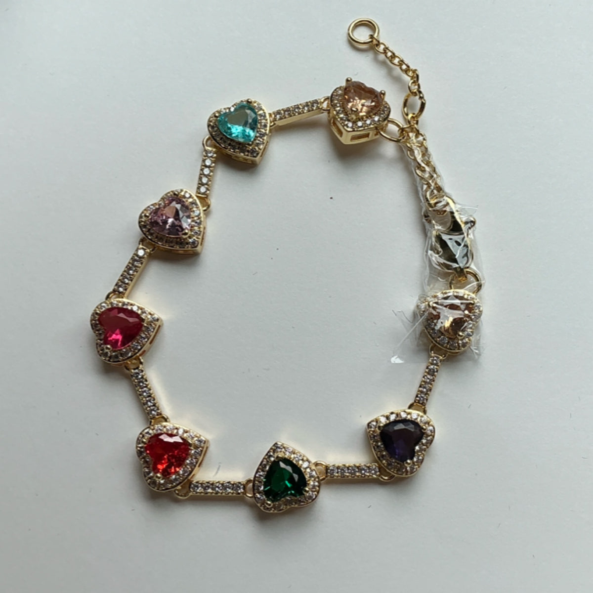 Bracelet - hearts different colors rhinestone