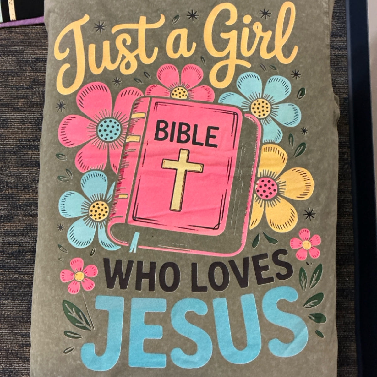 T-shirt - just a girl who loves Jesus - khaki