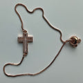 Bracelet - rose gold rhinestone cross