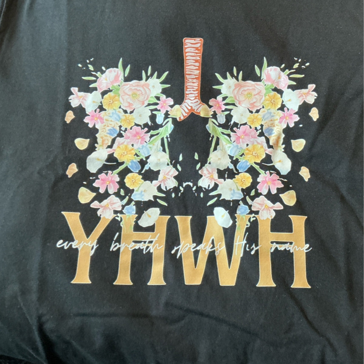 T-shirt YHWH flower lungs black