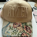 Trucker/ Baseball hat - embroidered Amen with flowers