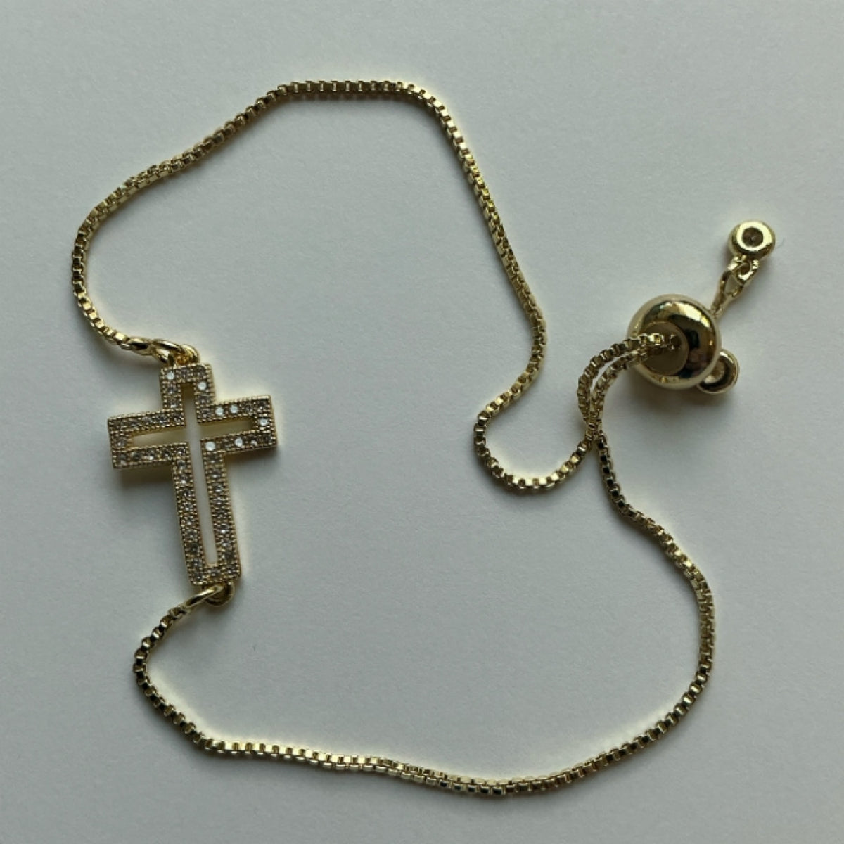 Bracelet - gold - rhinestone cross