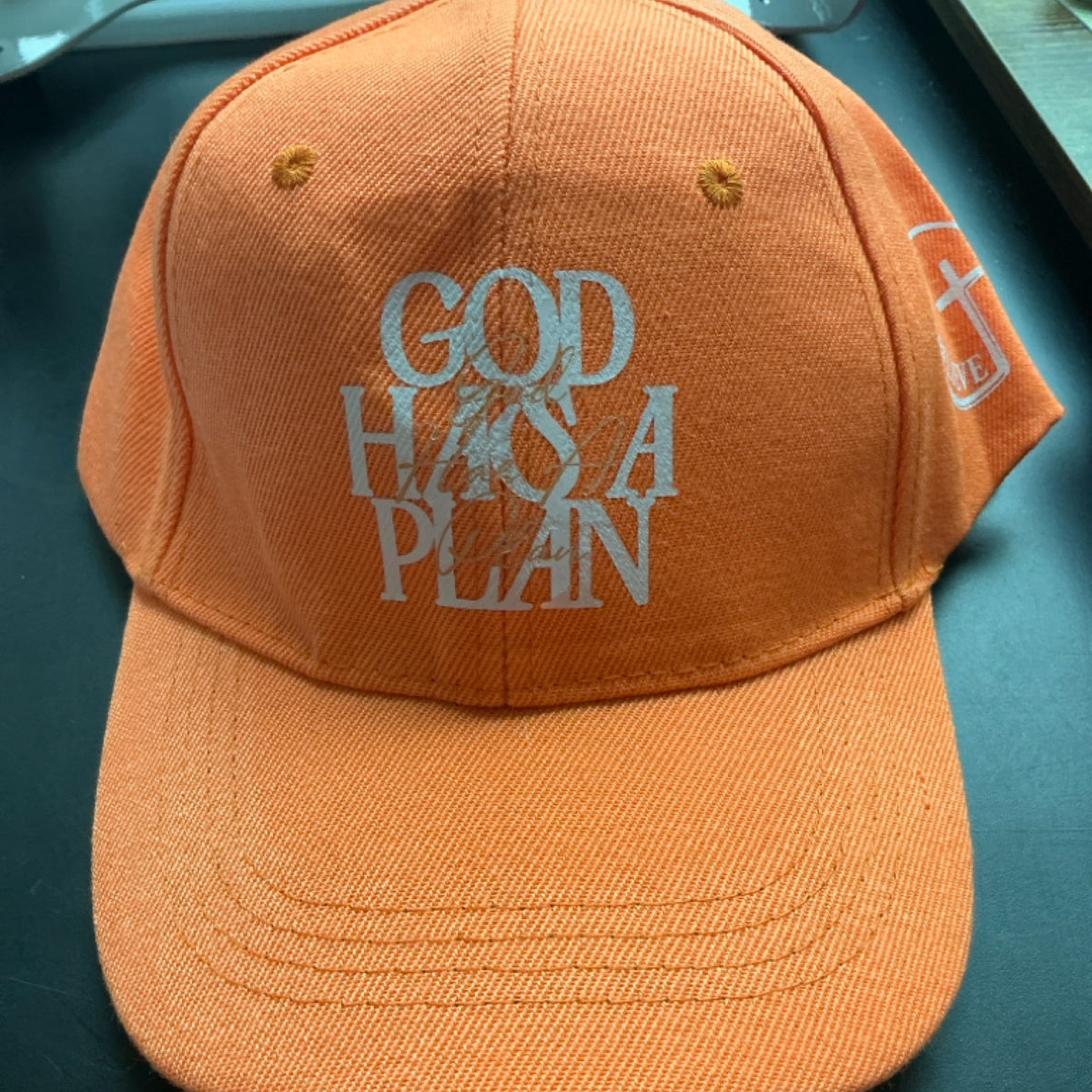 Trucker/ baseball hat - God has a plan - orange