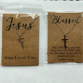 Necklace - Jesus - Blessed-Grace - Faith with brown card