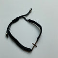 Bracelet - black - braided cross