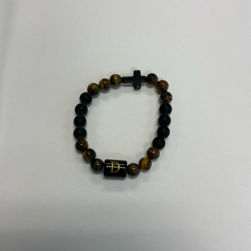 Bracelet - Cross/Initial - Wood/Black