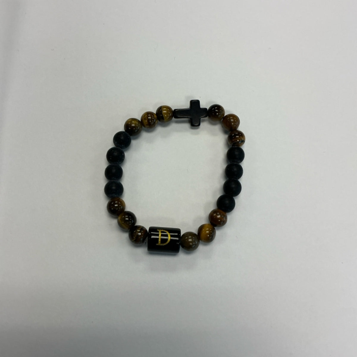 Bracelet - Cross/Initial - Wood/Black
