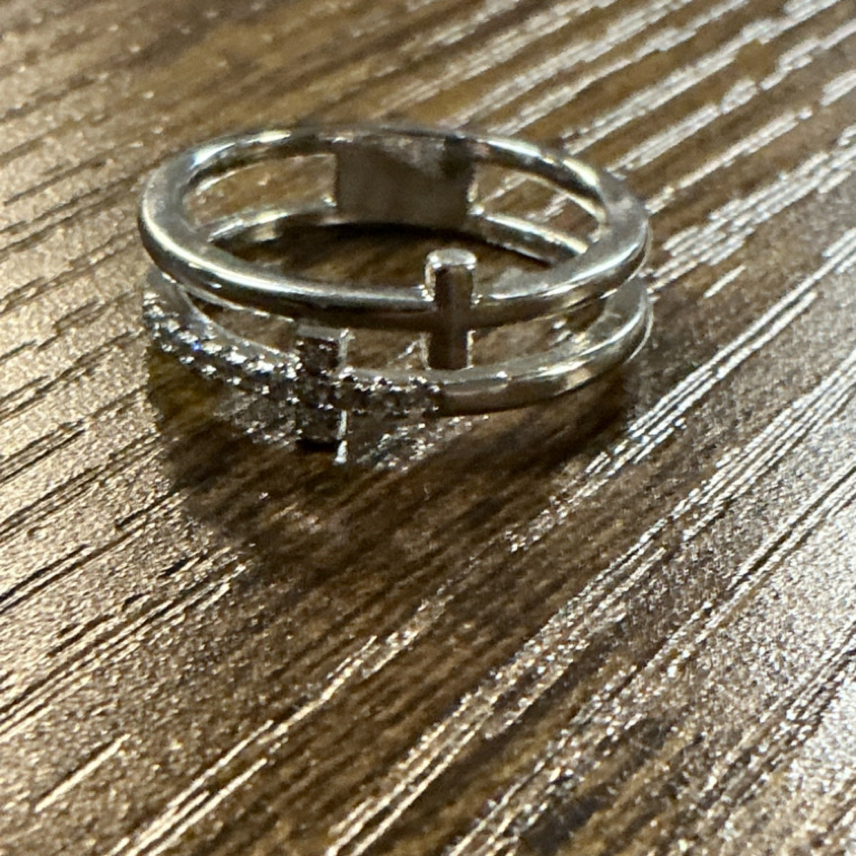 Ring - two crosses - silver