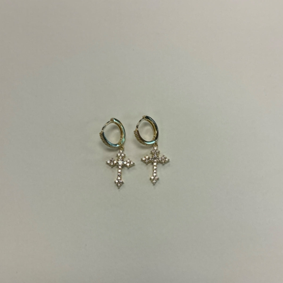 Earrings - Crystal Cross - Gold