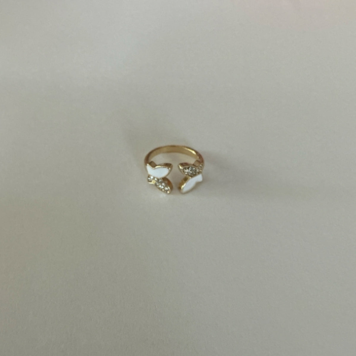 Ring - 2 Butterflies - Gold/white
