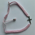 Bracelet - pink - braided with cross
