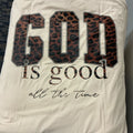 T-shirt - God is good - leopard print - beige