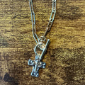 Necklace - two tone cross silver and gold cross