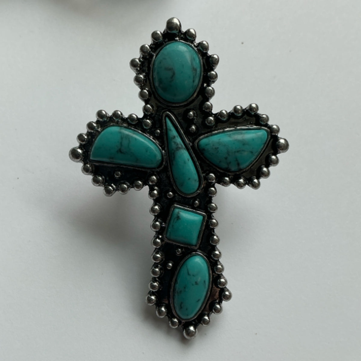 Ring - large turquoise cross ring
