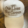 Trucker/ baseball hat - beige Our lives His Canvas - embroidery