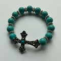 Bracelet - beads vintage style turquoise cross