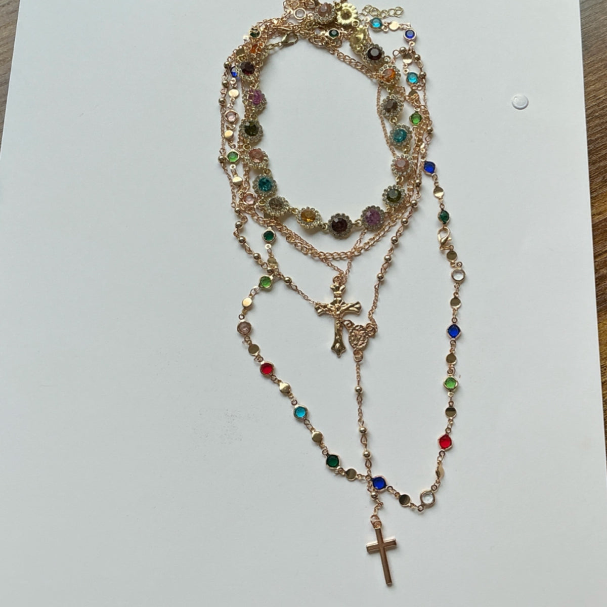 Necklace - 5in 1 - colorful rhinestones
