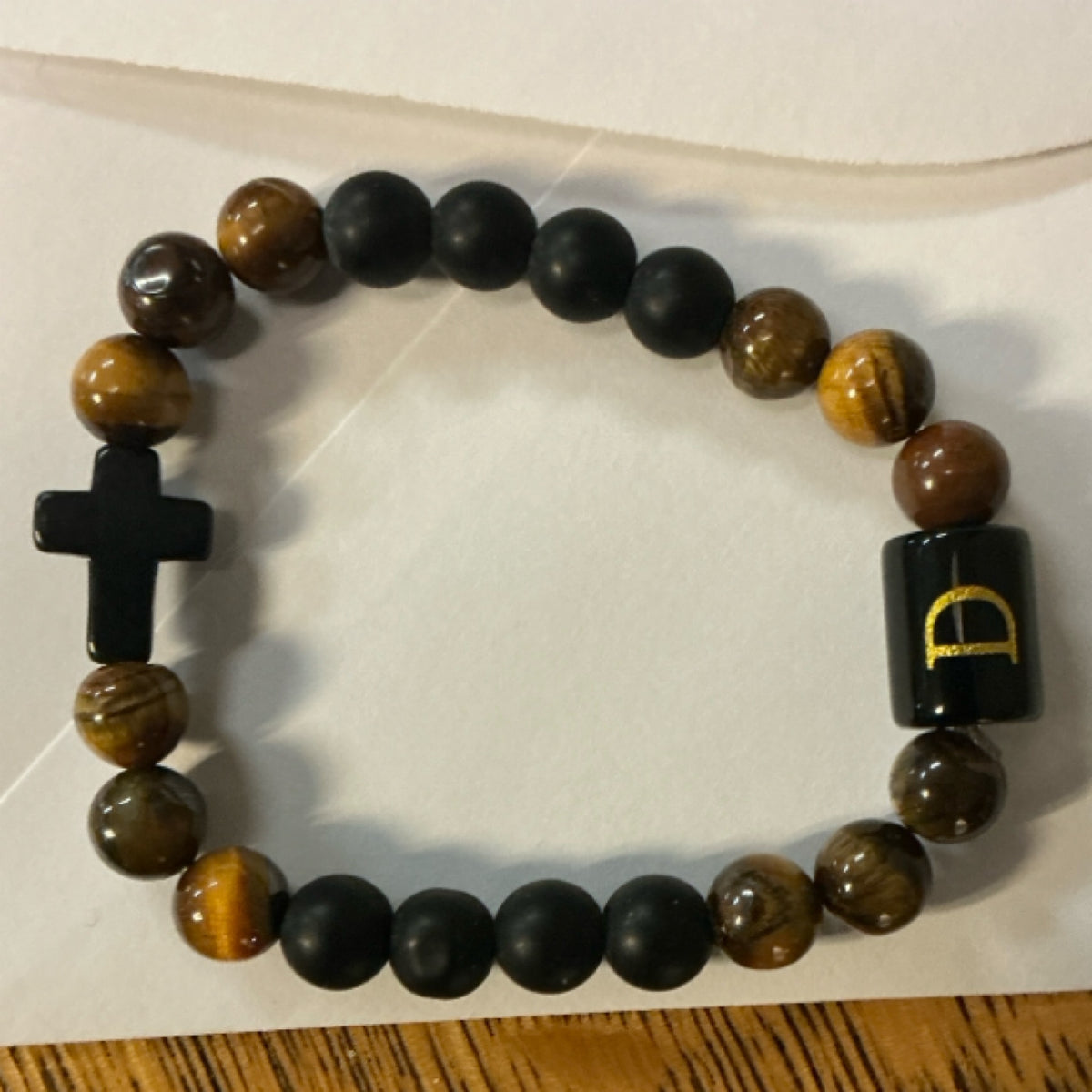 Bracelet beads cross, letter