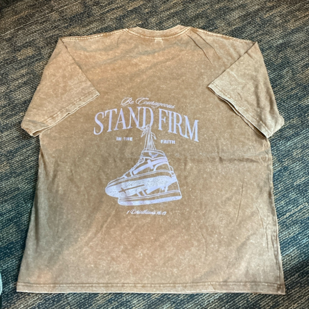 T-Shirt - Stand Firm - Acid wash brown