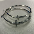 Earrings - hoop rhinestones cross