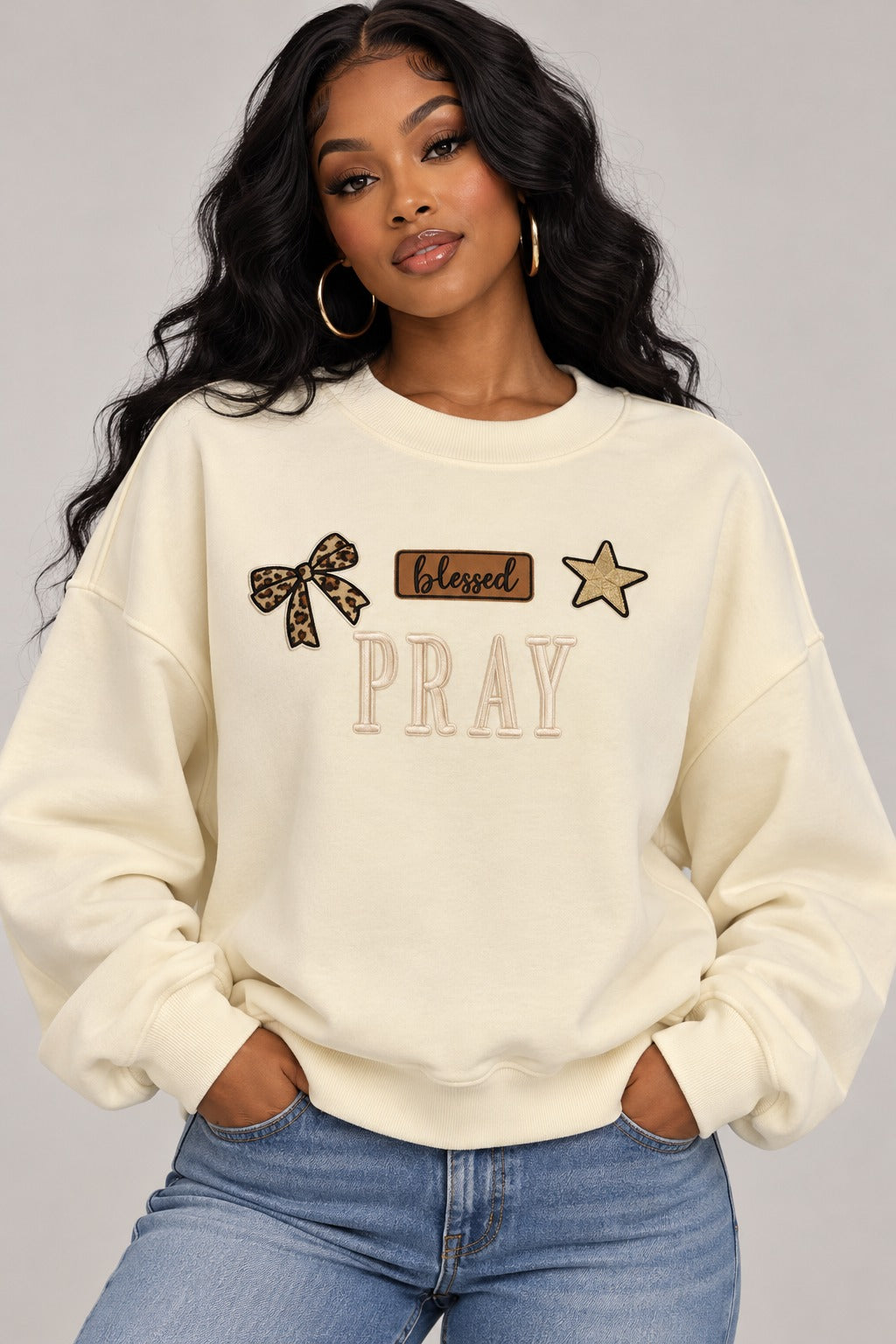 Sweatshirt - Pray - Blessed (Cream)