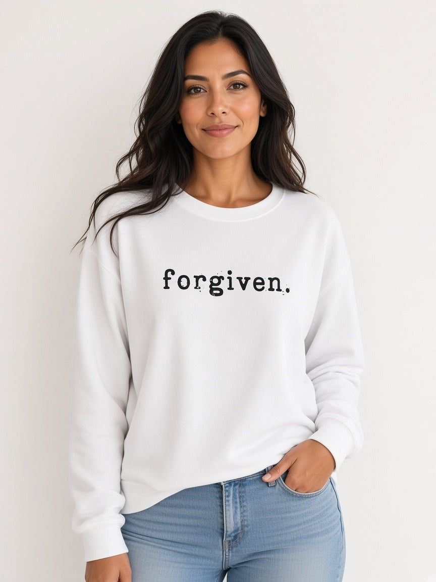 Sweatshirt - White - Forgiven worn by a model