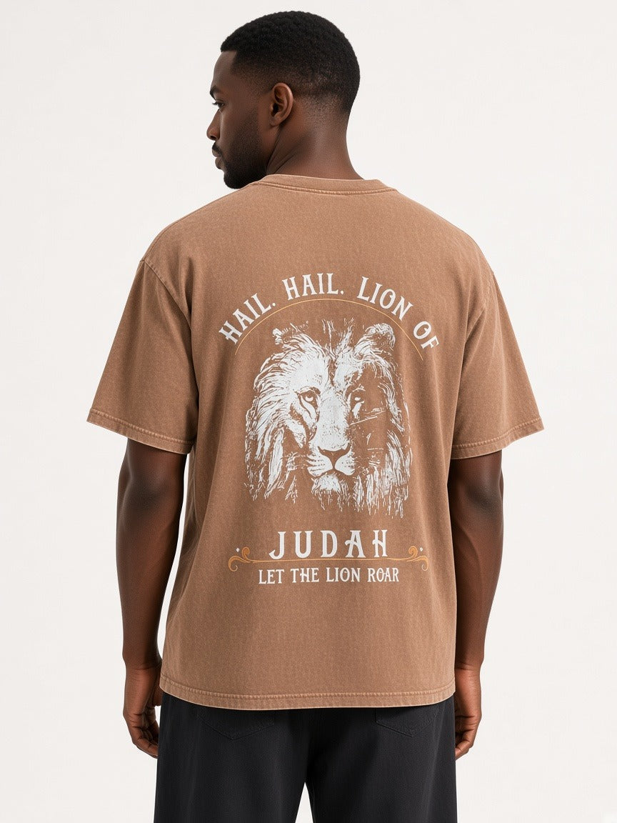 T-shirt - Hail Hail Lion of Judah worn by a model