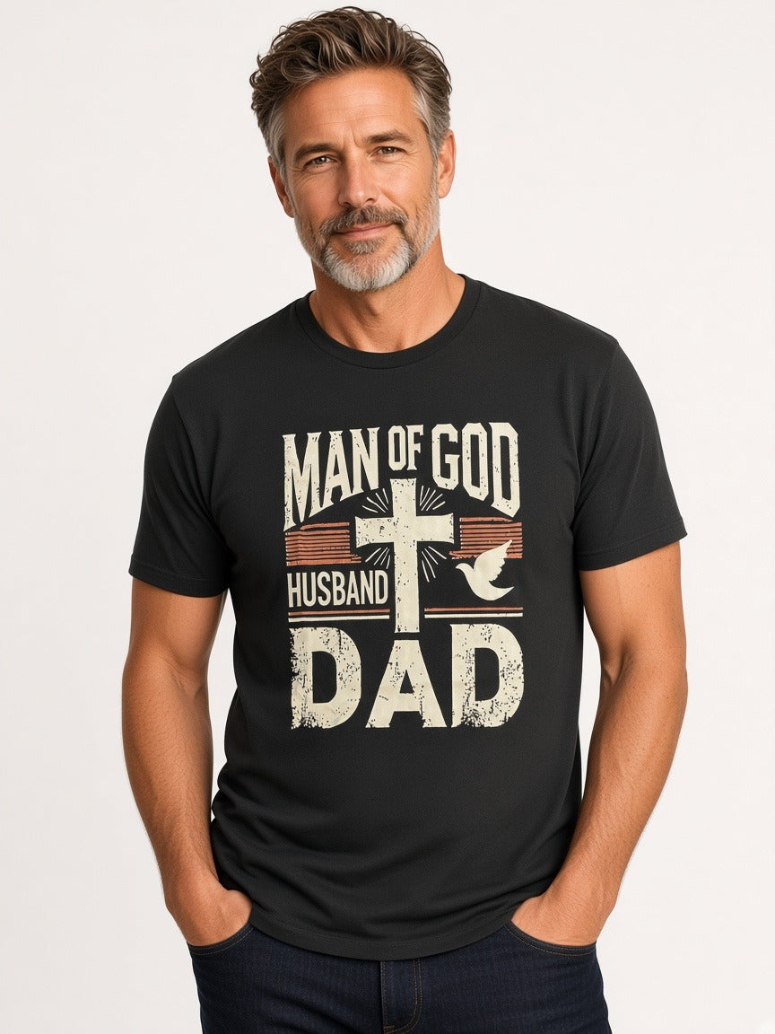 T-Shirt - Man of God - Black worn by a model