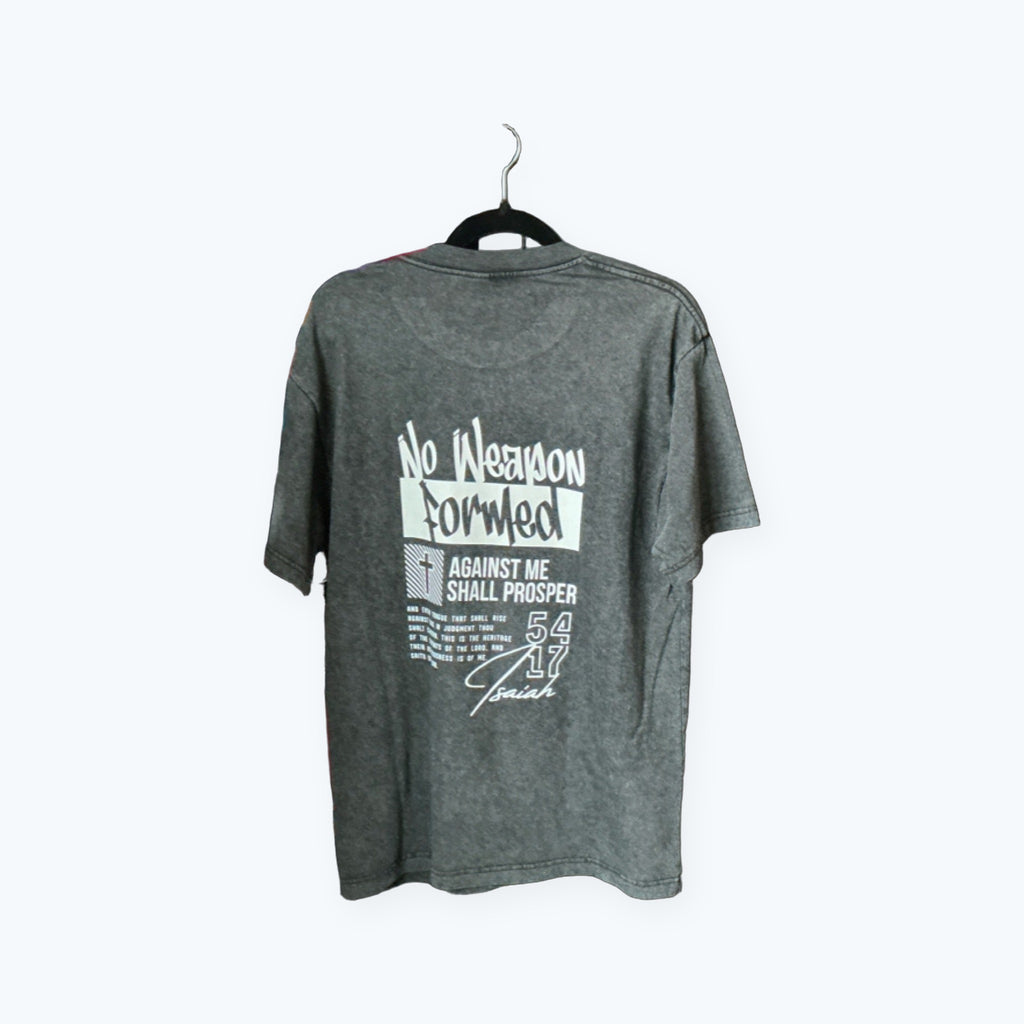 T-shirt - No weapon formed against me shall prosper - Acid wash black