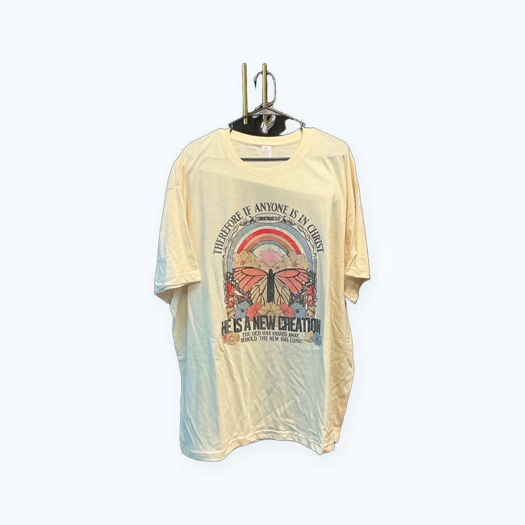 T-shirt - Therefore if anyone is in Christ - Apricot