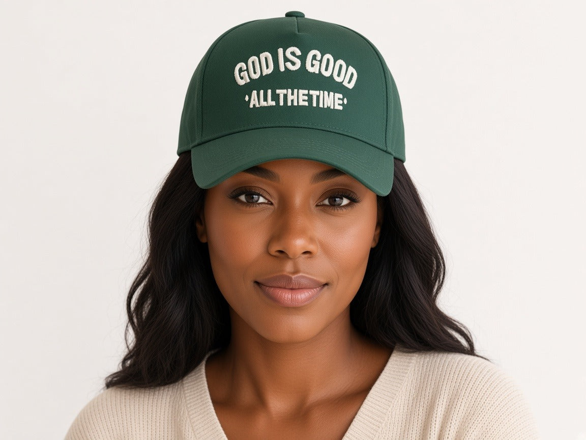 Trucker/Baseball Hat - God is good worn by a model