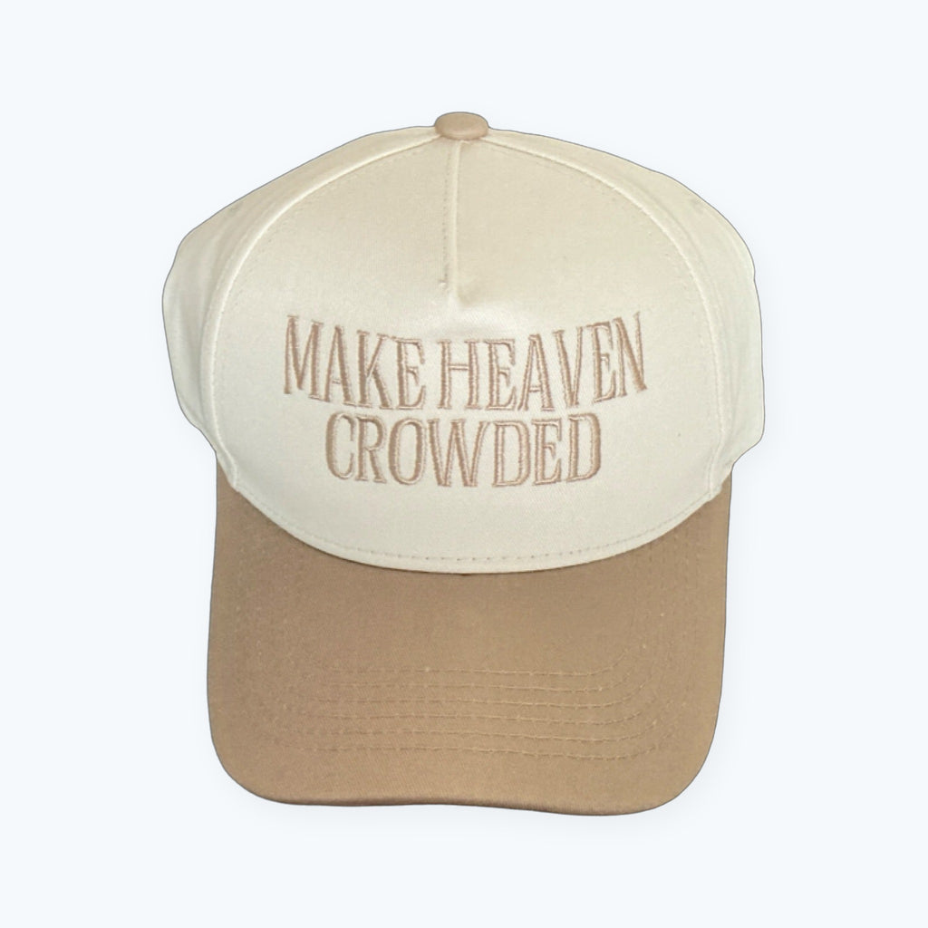 Trucker/Baseball Hat - Make Heaven crowded - Cream and brown